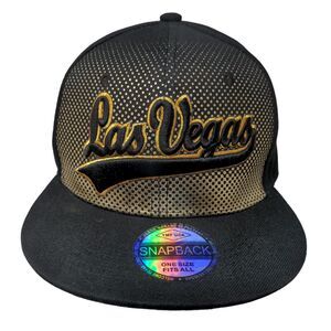 YMF USA Men's Snapback Hat Black OSFA Embroidered Las Vegas Logo Polyester